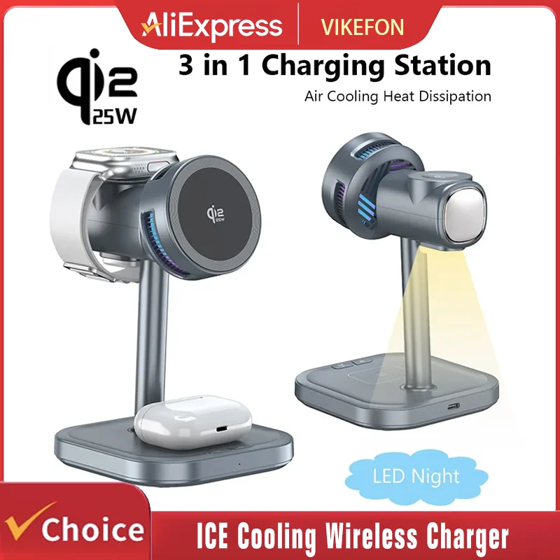 Беспроводная магнитная зарядная станция ICE Cooling Qi2 с функцией вращения для быстрой зарядки iPhone 16, 15, 14, 13 Pro Max, Apple Watch 2-8, AirPods
Беспроводная магнитная зарядная станция ICE Cooling Qi2 с функцией вращения для быстрой зарядки iPhone 16, 15, 14, 13 Pro Max, Apple Watch 2-8, AirPods
