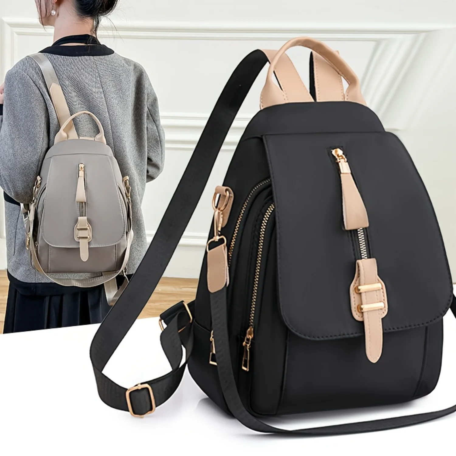 Women's Casual Nylon Backpack, Stylish Multifunctional Commuter Backpack, Trendy Flap Daypack
Women's Casual Nylon Backpack, Stylish Multifunctional Commuter Backpack, Trendy Flap Daypack