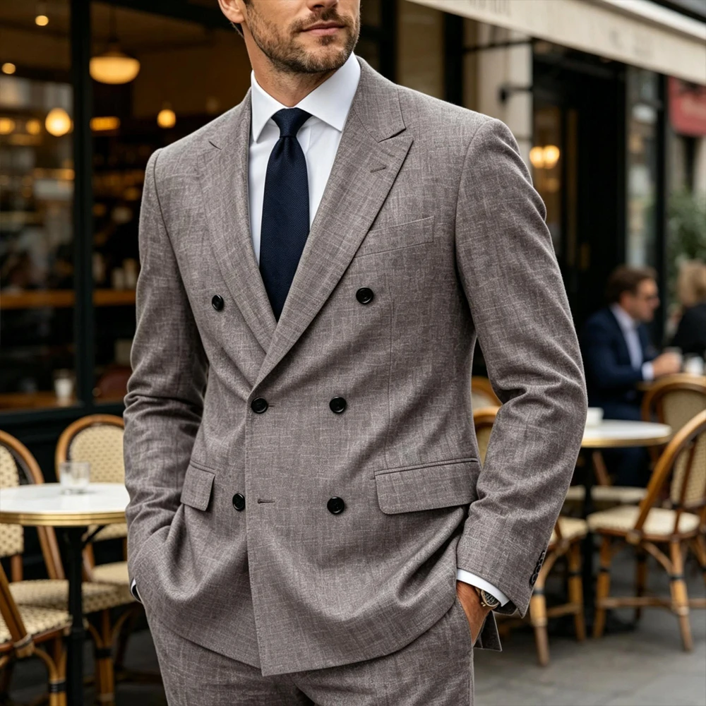Men's Linen Suit Set Double Breasted Slim Fit Peak Lapel Formal Blazer Pants Breathable Business Wedding Groom Tuxedo
Men's Linen Suit Set Double Breasted Slim Fit Peak Lapel Formal Blazer Pants Breathable Business Wedding Groom Tuxedo
