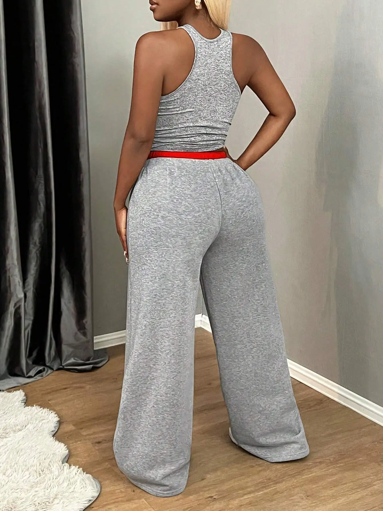 Women 2 Piece Set Comfortable Casual Letter Print Tank Top And Wide Leg Sweatpants
Women 2 Piece Set Comfortable Casual Letter Print Tank Top And Wide Leg Sweatpants