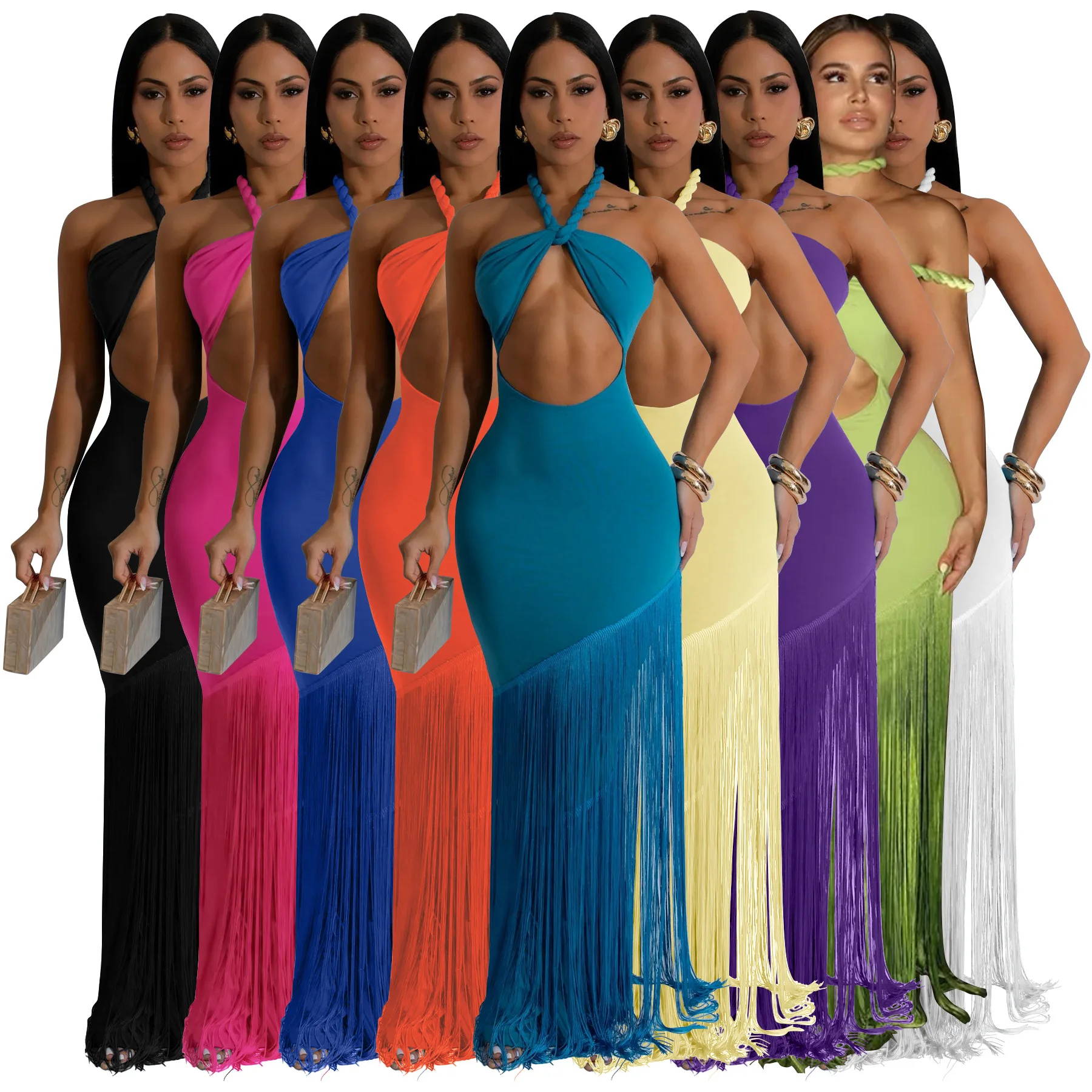 European American women's clothing summer new dress fringed splicing tube top bandage temperament fashion dress
European American women's clothing summer new dress fringed splicing tube top bandage temperament fashion dress