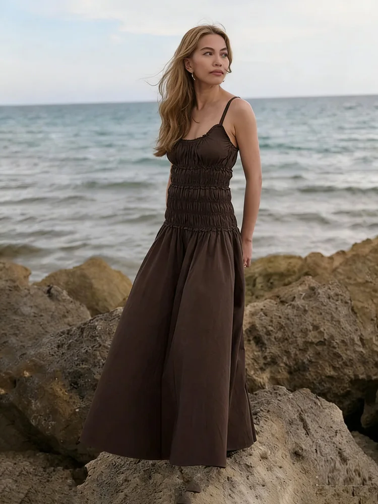 Tossy White Camisole Shirring Long Dress Women Slim Solid Sleeveless Casual High-Waist Pleats Streetwear New Female Maxi Dresss
Tossy White Camisole Shirring Long Dress Women Slim Solid Sleeveless Casual High-Waist Pleats Streetwear New Female Maxi Dresss