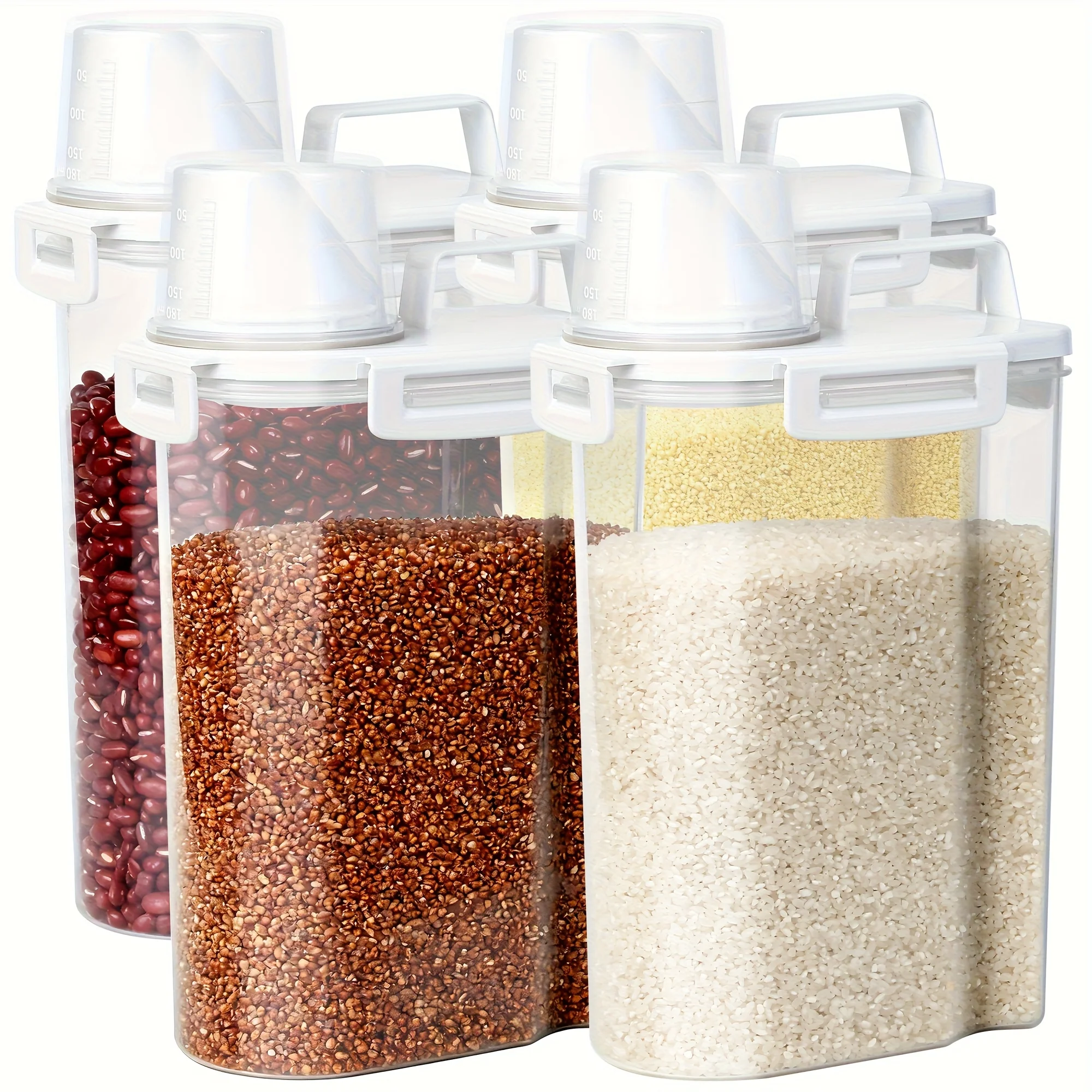 4pcs 5LB Airtight Food Storage Containers with Measuring Cup & Flip-Top Plastic Grain Dispenser Bins for Rice,Cereal, Flour
4pcs 5LB Airtight Food Storage Containers with Measuring Cup & Flip-Top Plastic Grain Dispenser Bins for Rice,Cereal, Flour