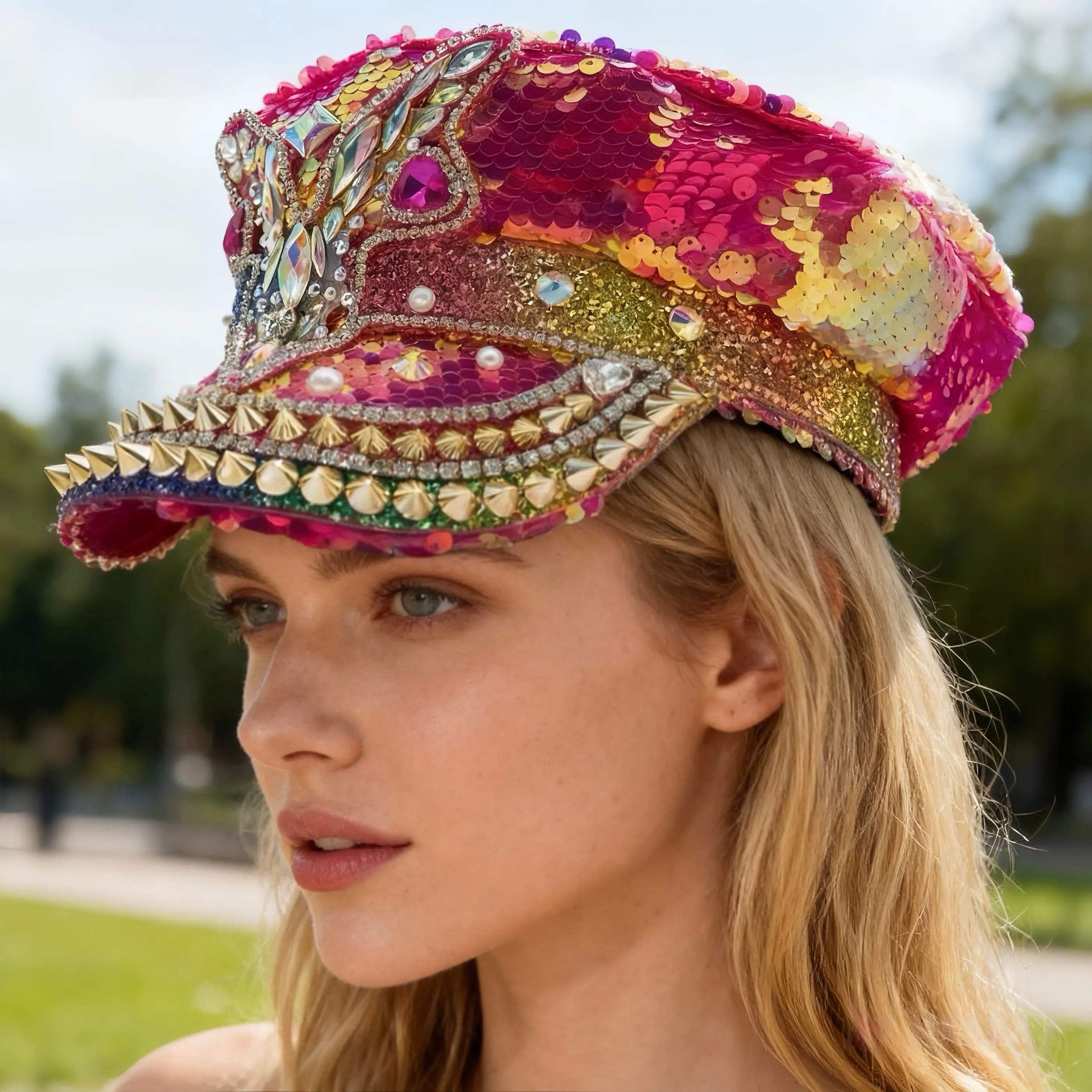 Капитанская шляпа в стиле стимпанк со стразами для Марди Гра, карнавала, рэв-фестивалей, аксессуары и праздничная шляпа для женщин и мужчин
Капитанская шляпа в стиле стимпанк со стразами для Марди Гра, карнавала, рэв-фестивалей, аксессуары и праздничная шляпа для женщин и мужчин