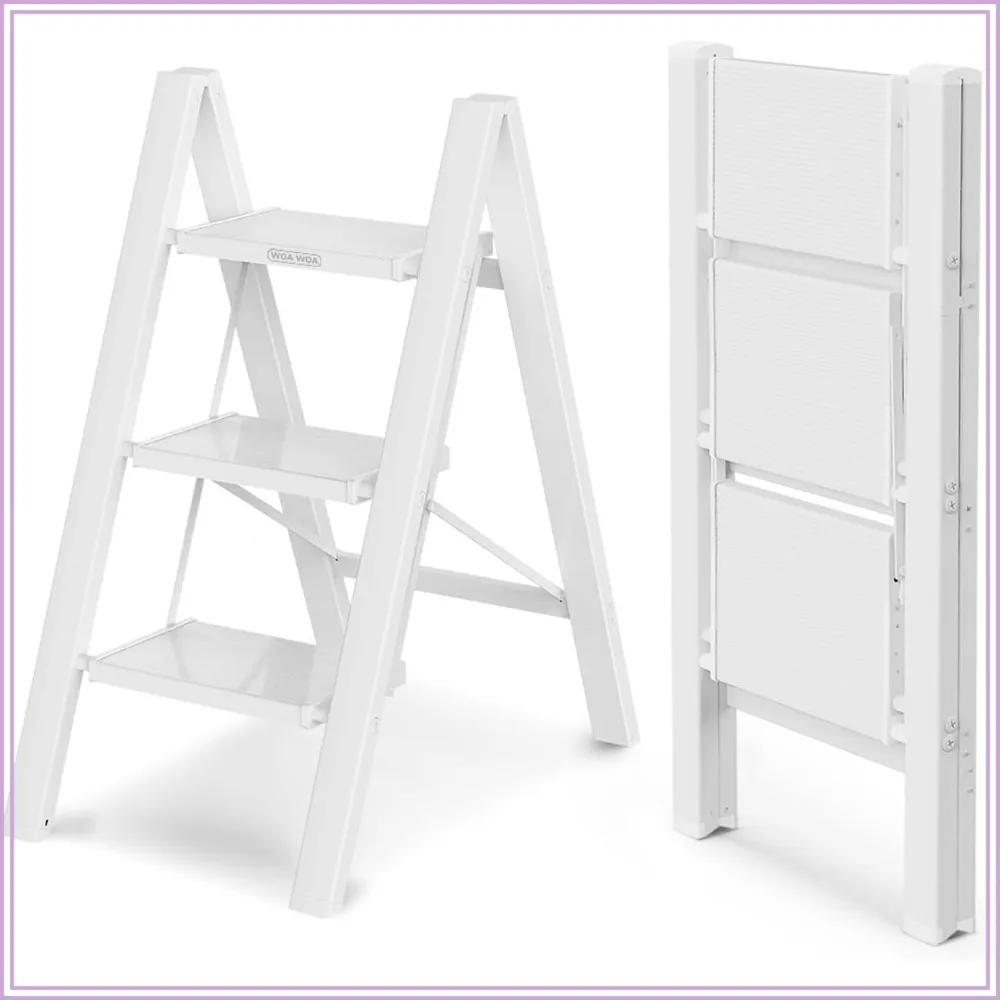 Widen Pedals Folding Step Stool with Anti-Slip Foot, Portable Lightweight Aluminum Ladder, Household Stepladder for Kitchen, Fold Thin & Space Save, 300 lbs Load (3 Step, White)
Widen Pedals Folding Step Stool with Anti-Slip Foot, Portable Lightweight Aluminum Ladder, Household Stepladder for Kitchen, Fold Thin & Space Save, 300 lbs Load (3 Step, White)
