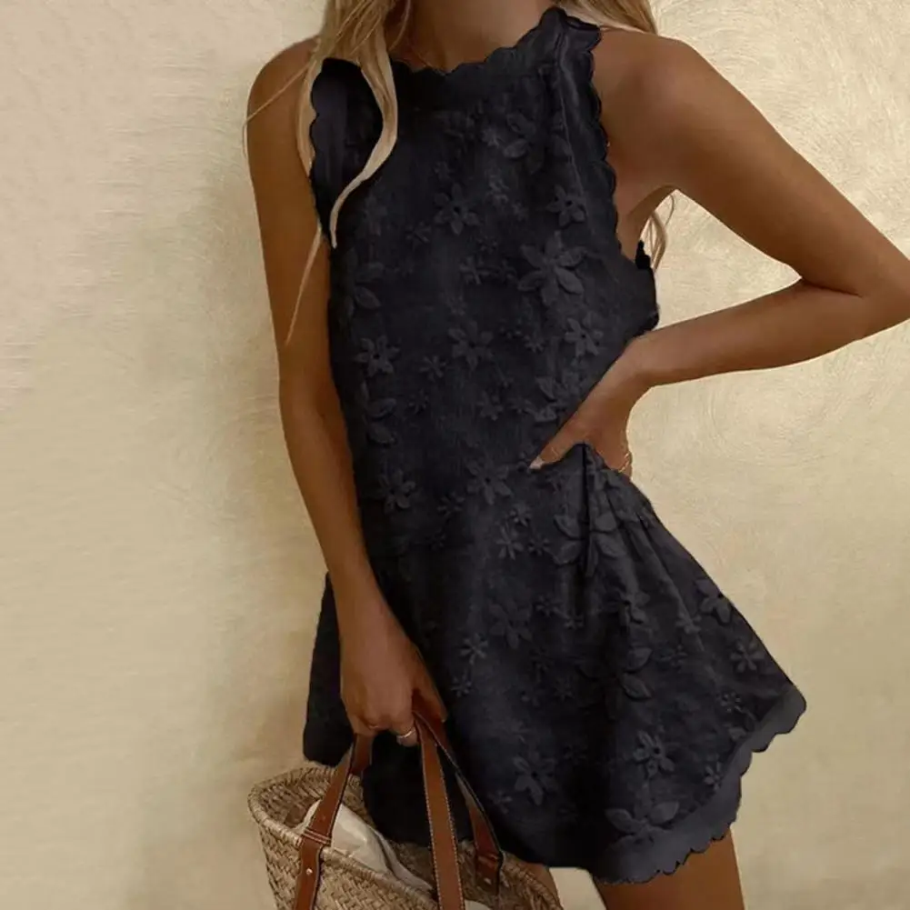 Summer Mini Dress Floral Embroidery Off Shoulder Round Neck Sleeveless Solid Color Dress Up Big Hem Ruffle Women Summer Dress
Summer Mini Dress Floral Embroidery Off Shoulder Round Neck Sleeveless Solid Color Dress Up Big Hem Ruffle Women Summer Dress