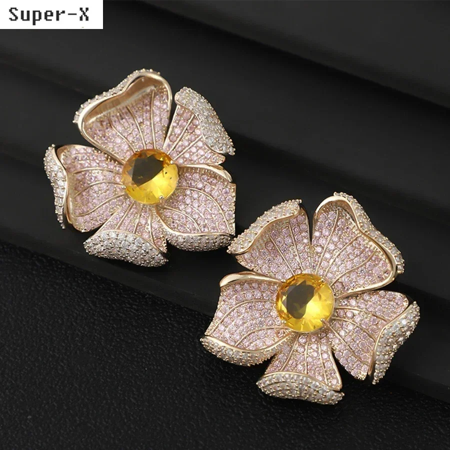 Gorgeous Jewelry Earrings bride wedding large flower pink full Cubic Zirconia shiny stud Earrings women evening party jewelry
Gorgeous Jewelry Earrings bride wedding large flower pink full Cubic Zirconia shiny stud Earrings women evening party jewelry
