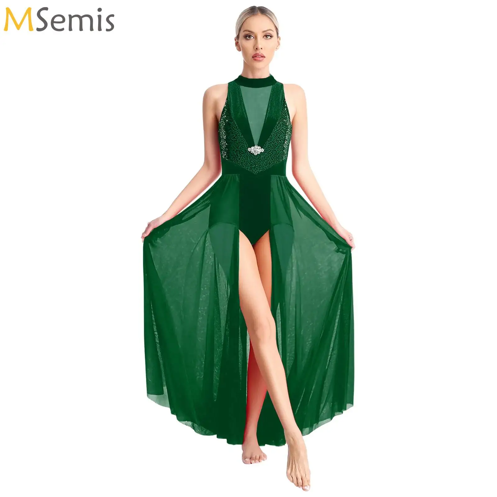 Women Adult Lyrical Dance Maxi Dress Modern Contemporary Costume Sequins Patchwork Halter Long Flowy Dress Performance Clothes
Women Adult Lyrical Dance Maxi Dress Modern Contemporary Costume Sequins Patchwork Halter Long Flowy Dress Performance Clothes