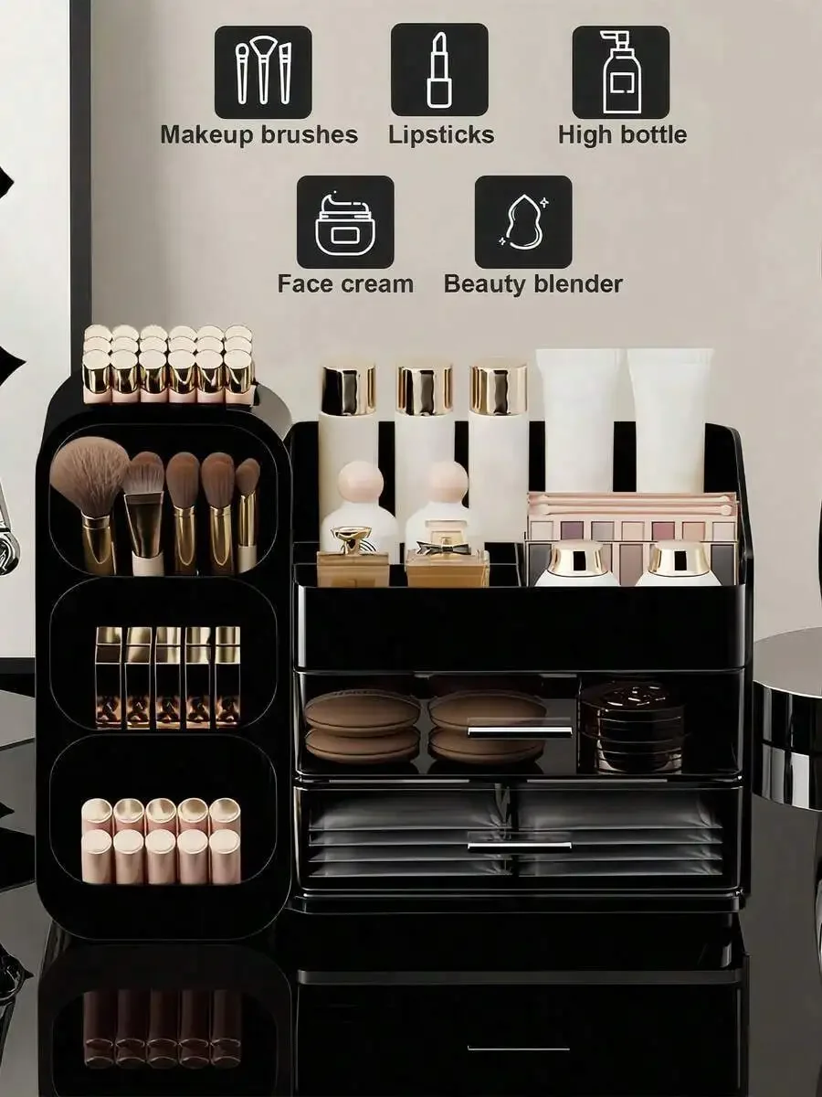 Makeup Organizer With Brush Holder, Drawers, Countertop Storage Organizer, Makeup Organizer Cosmetic Storage For Vanity, Makeup
Makeup Organizer With Brush Holder, Drawers, Countertop Storage Organizer, Makeup Organizer Cosmetic Storage For Vanity, Makeup