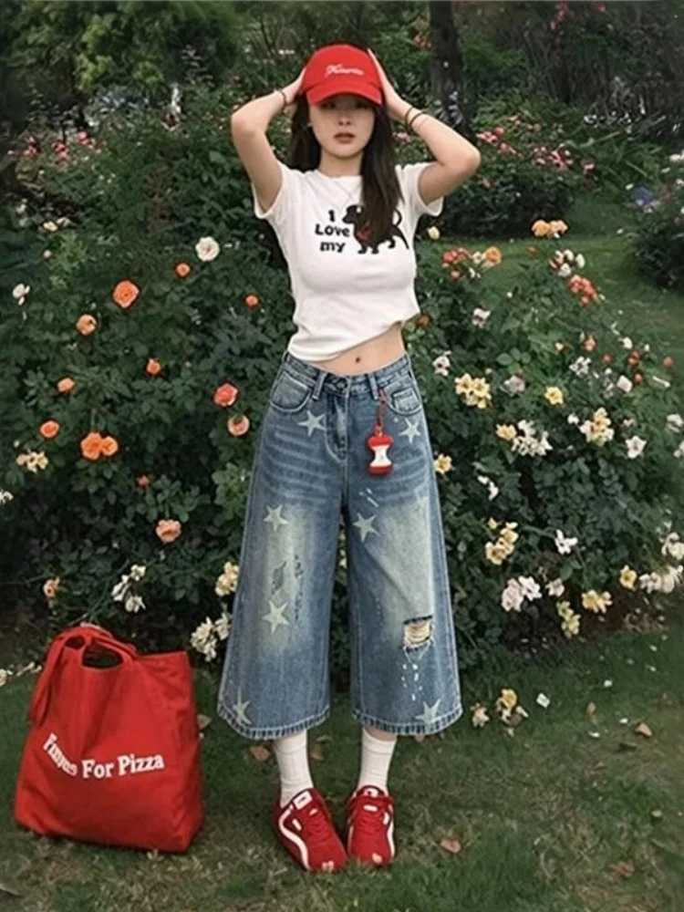 American High Street Star Print High Waist Jeans Women Summer Loose Wide Leg Slimming Vintage Washed Versatile Seven-Foot Pants
American High Street Star Print High Waist Jeans Women Summer Loose Wide Leg Slimming Vintage Washed Versatile Seven-Foot Pants