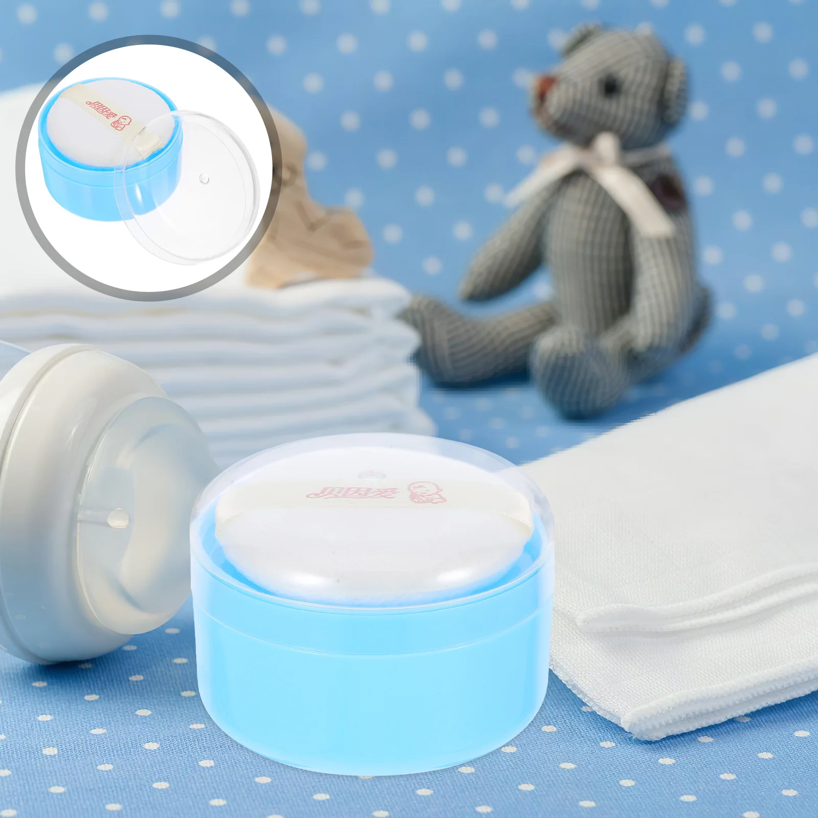 Powder Puffs Body Box Baby Grooming Kit Container Talcum Blue Textile Cotton Miss Skincare Products
Powder Puffs Body Box Baby Grooming Kit Container Talcum Blue Textile Cotton Miss Skincare Products