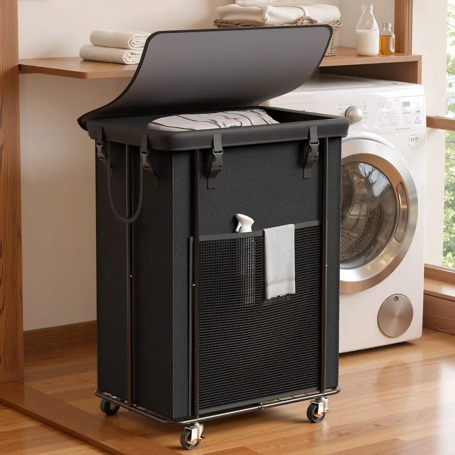 Laundry Hamper with Cover, Rolling Laundry Basket with Wheels, Large amp Tall Dirty Clothes Hamper with Metal Frame and Removabl
Laundry Hamper with Cover, Rolling Laundry Basket with Wheels, Large amp Tall Dirty Clothes Hamper with Metal Frame and Removabl