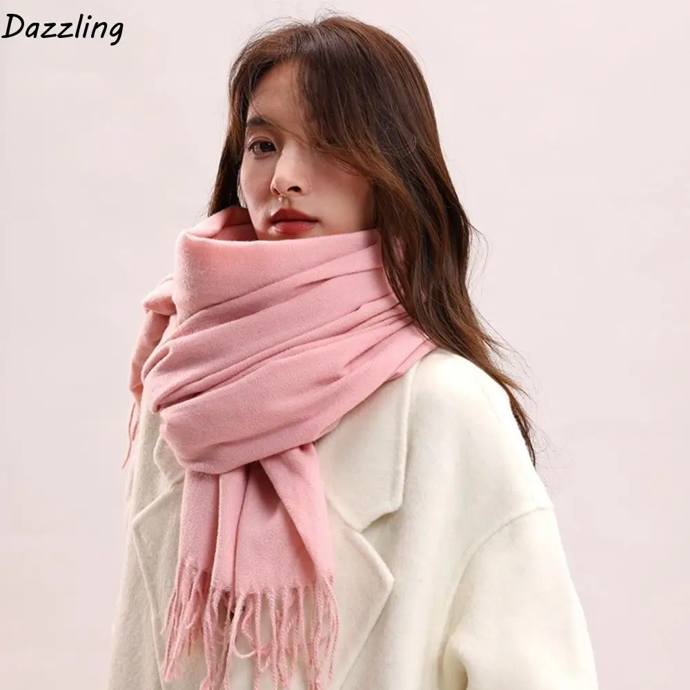Модный кашемировый шарф с кисточками в корейском стиле, утолщенная женская шаль, мягкий однотонный зимний шейный платок для женщин/мужчин 
Модный кашемировый шарф с кисточками в корейском стиле, утолщенная женская шаль, мягкий однотонный зимний шейный платок для женщин/мужчин