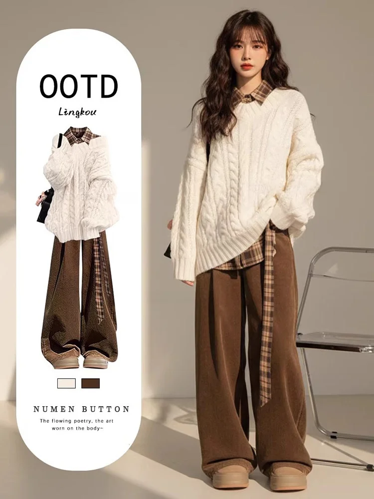 Ele Knitted Sweater Base Layer Top And Slimming Retro Casual Pants Tee Piece Set for Women Autumn Winter Faion Ensemble
Ele Knitted Sweater Base Layer Top And Slimming Retro Casual Pants Tee Piece Set for Women Autumn Winter Faion Ensemble