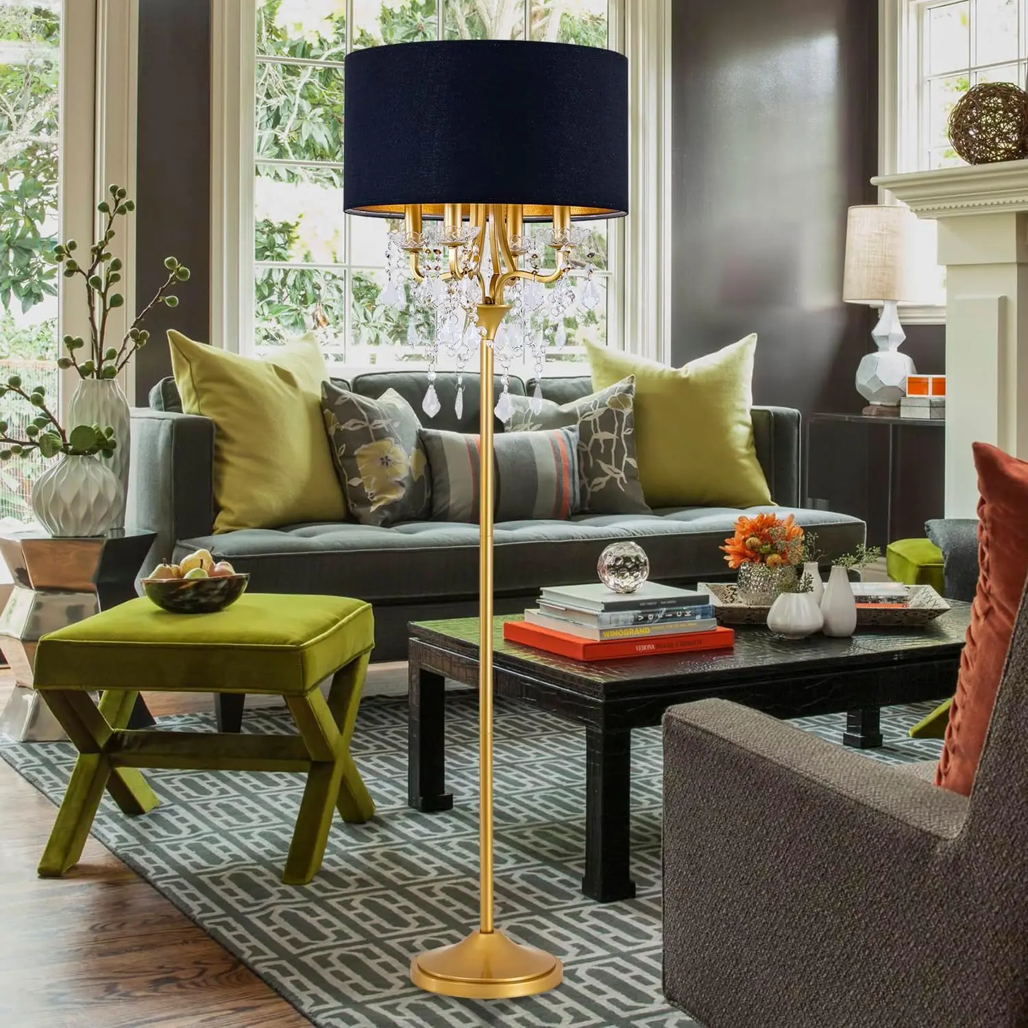 Wellmet Drum Shade Gold Crystal Floor Lamp, 6 Light Black Gold Shade Floor Lamp, Candle Base Floor Lamp, For Living Room,
Wellmet Drum Shade Gold Crystal Floor Lamp, 6 Light Black Gold Shade Floor Lamp, Candle Base Floor Lamp, For Living Room,