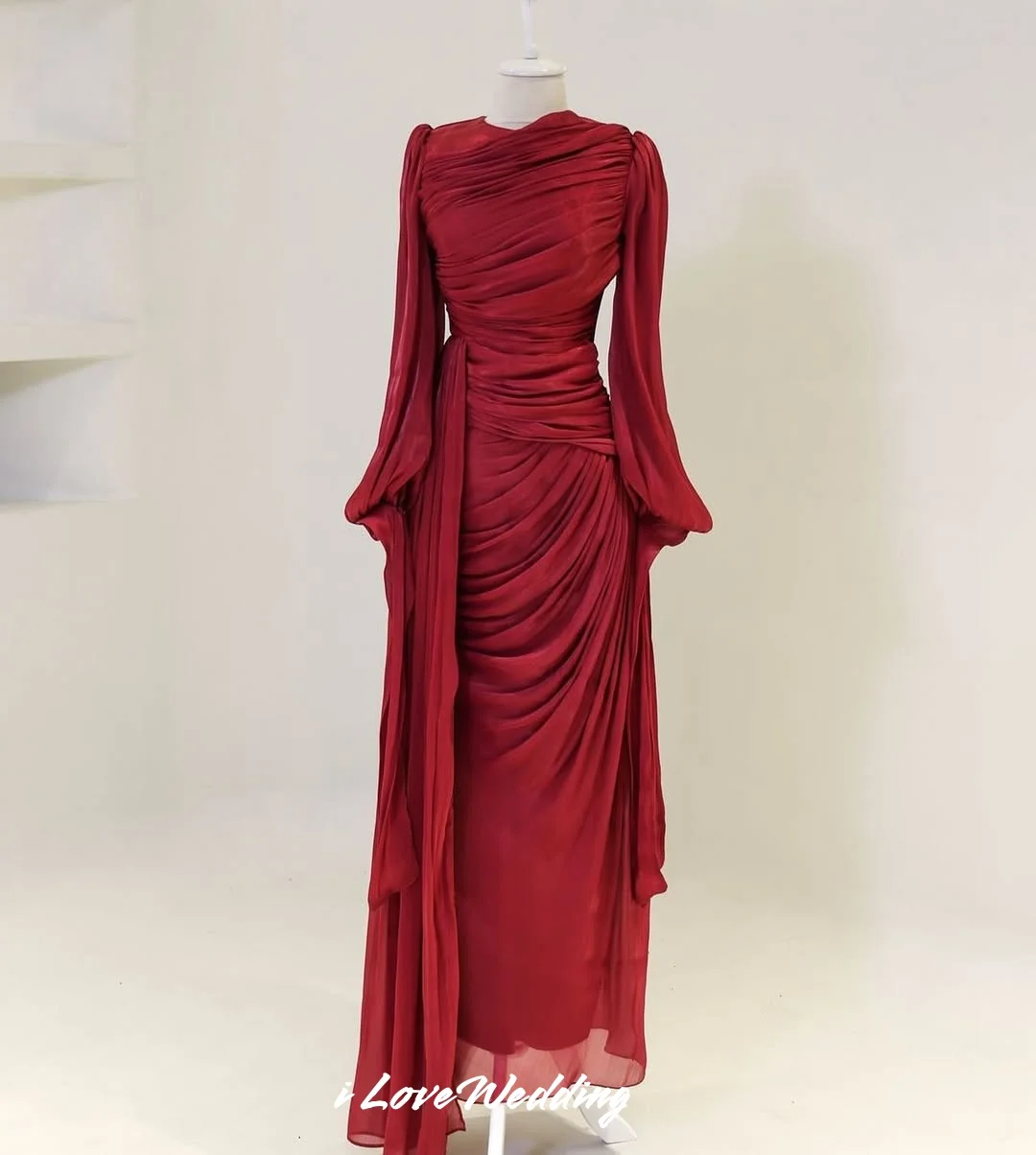 Elegant Prom Dress 2025 Chiffon Lantern Sleeve O-Neck Mermaid Pleat Ankle-Length Evening Dresses Wedding Party Dress Customized
Elegant Prom Dress 2025 Chiffon Lantern Sleeve O-Neck Mermaid Pleat Ankle-Length Evening Dresses Wedding Party Dress Customized