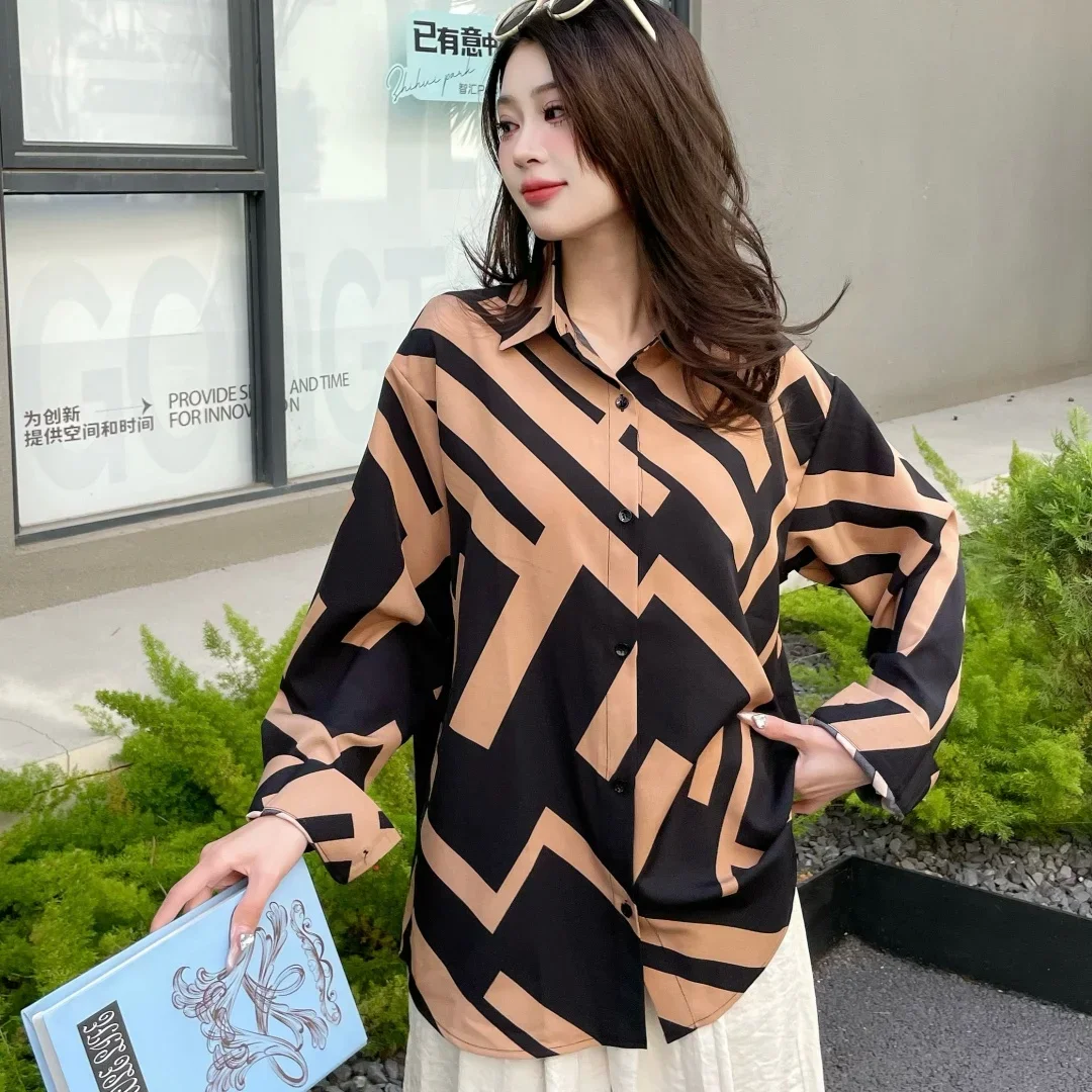 Fashionable Casual Spring New Women's Clothing Lapel Long Sleeved Striped Shirt Top Plus Size Cardigan Base Shirt A463
Fashionable Casual Spring New Women's Clothing Lapel Long Sleeved Striped Shirt Top Plus Size Cardigan Base Shirt A463