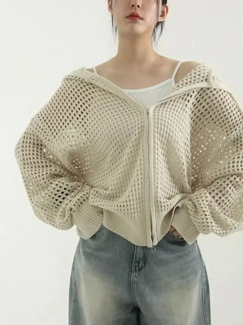 2000S Aesthetic Elegant Knit Mesh Coat Women Solid Y2k Hooded Cardigan Long Sleeve Tee Female Casual Streetwear Clothes Autumn
2000S Aesthetic Elegant Knit Mesh Coat Women Solid Y2k Hooded Cardigan Long Sleeve Tee Female Casual Streetwear Clothes Autumn