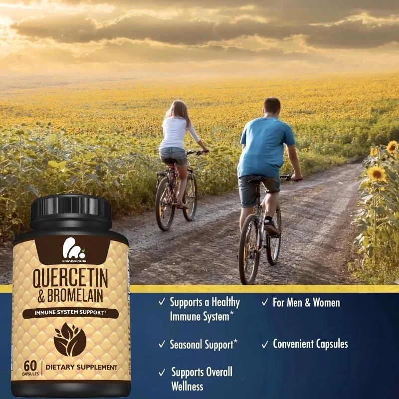 High quality quercetin and bromelain supplements - help support the immune system and seasonal support -60 capsules
High quality quercetin and bromelain supplements - help support the immune system and seasonal support -60 capsules