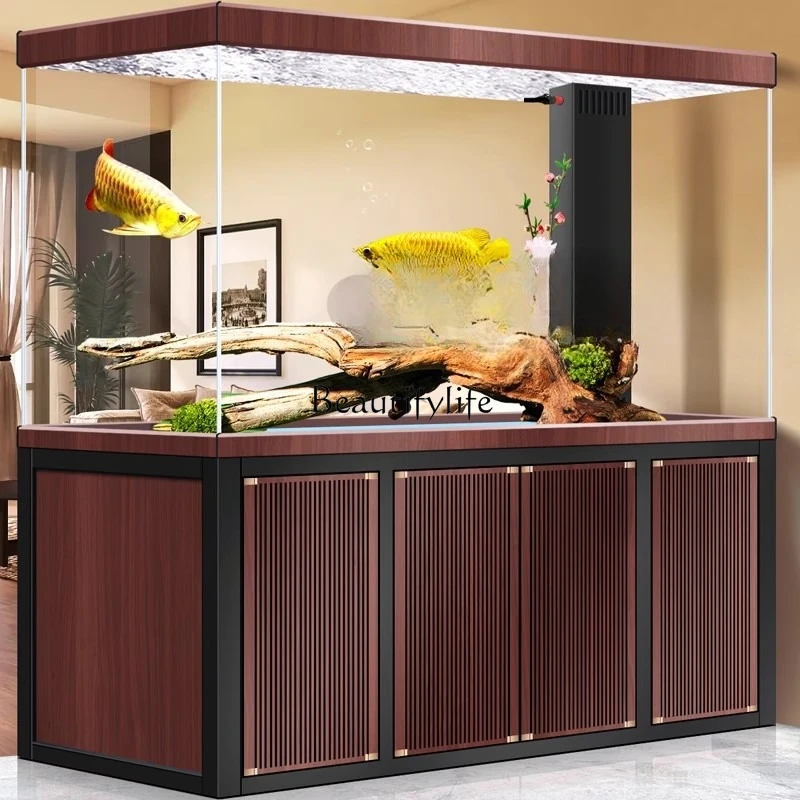 Large fish tank aquarium living room floor bottom filter water-free arowana tank ultra-white glass
Large fish tank aquarium living room floor bottom filter water-free arowana tank ultra-white glass