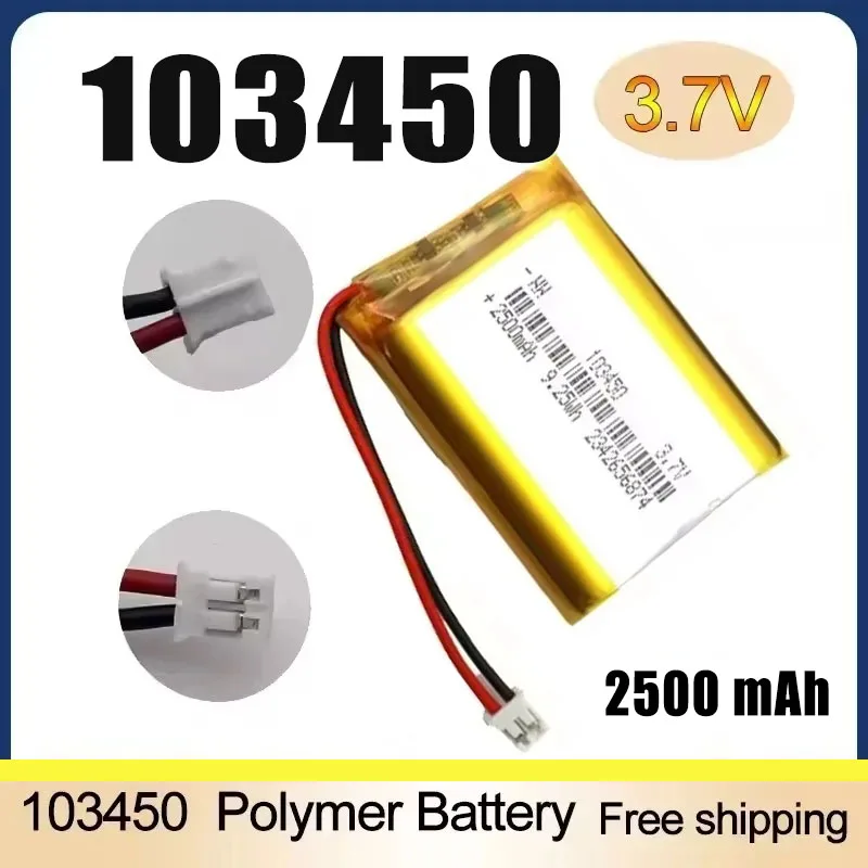 CityTree 103450 3.7V 2500mAh Polymer Lithium Rechargeable Battery JST PH 2.0mm 2pin plug for GPS navigator MP5 Bluetooth Headset
CityTree 103450 3.7V 2500mAh Polymer Lithium Rechargeable Battery JST PH 2.0mm 2pin plug for GPS navigator MP5 Bluetooth Headset