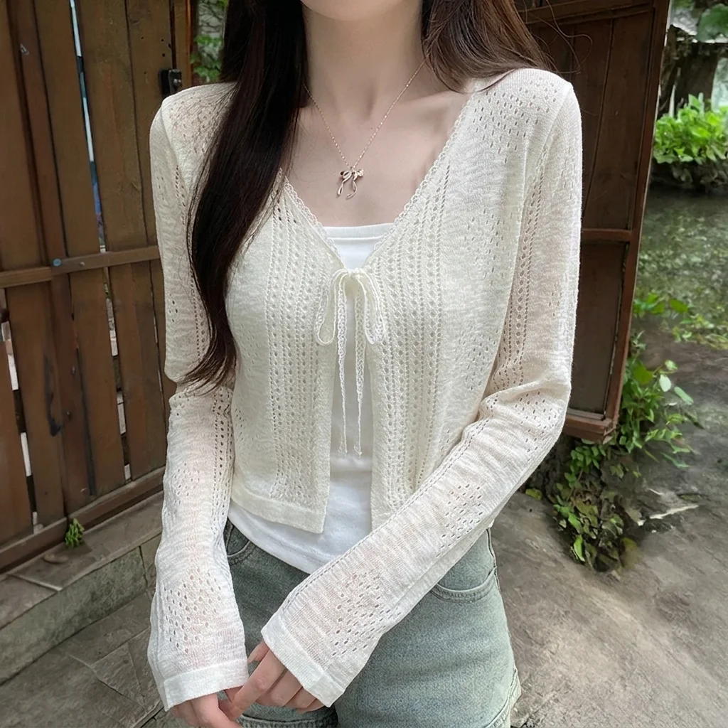 Lace Trim Long Sleeve Crop Top Women Long Sleeve Open Front Pointelle Knit Cardigan Sweater Spring Summer Fairycore Balletcore
Lace Trim Long Sleeve Crop Top Women Long Sleeve Open Front Pointelle Knit Cardigan Sweater Spring Summer Fairycore Balletcore