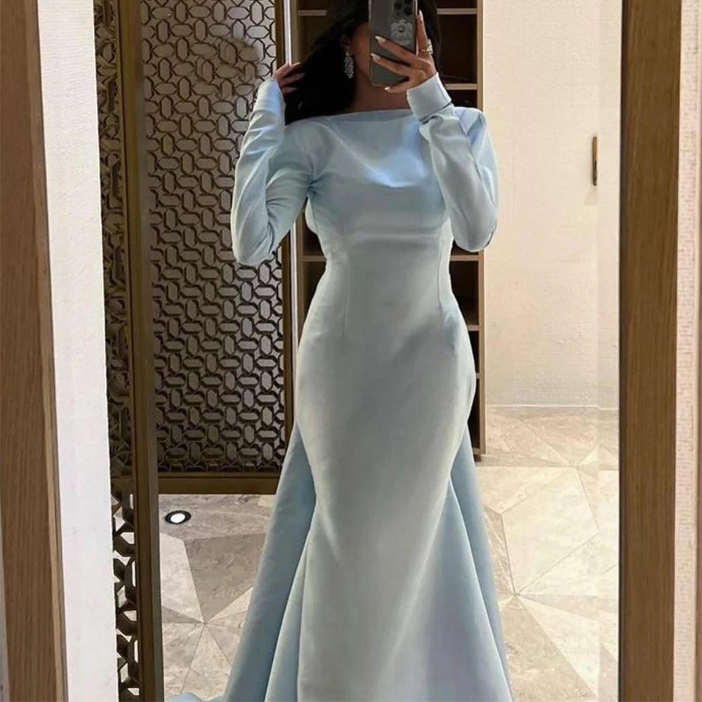 Retro Blue High Collar Mermaid Satin Backless Formal Occasion Prom Dresses Floor-length Women Evening Party Dress فساتين السهرة
Retro Blue High Collar Mermaid Satin Backless Formal Occasion Prom Dresses Floor-length Women Evening Party Dress فساتين السهرة