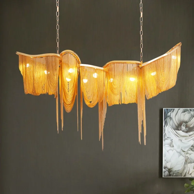 Luxury Gold Tassel Chandeliers Designer Lighting Living Dining Room Decor Aluminum LED Pendant Lamp Villa Hanging Lights
Luxury Gold Tassel Chandeliers Designer Lighting Living Dining Room Decor Aluminum LED Pendant Lamp Villa Hanging Lights