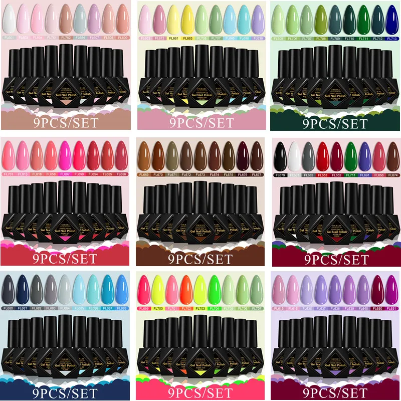 9pcs 10ml Gel Nail Polish Set HEMA Free Semi Permanent UV Varnish Nail Art Decorations for Autumn Winter Manicure Nail Supplies
9pcs 10ml Gel Nail Polish Set HEMA Free Semi Permanent UV Varnish Nail Art Decorations for Autumn Winter Manicure Nail Supplies