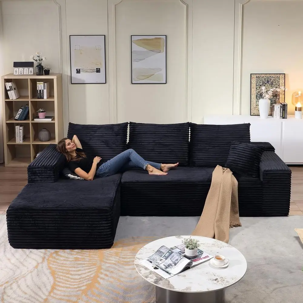 Модульные секционные диваны для гостиной, удобный L-образный диван-облако без костей с шезлонгом, современный уютный вельветовый глубоководный
Модульные секционные диваны для гостиной, удобный L-образный диван-облако без костей с шезлонгом, современный уютный вельветовый глубоководный