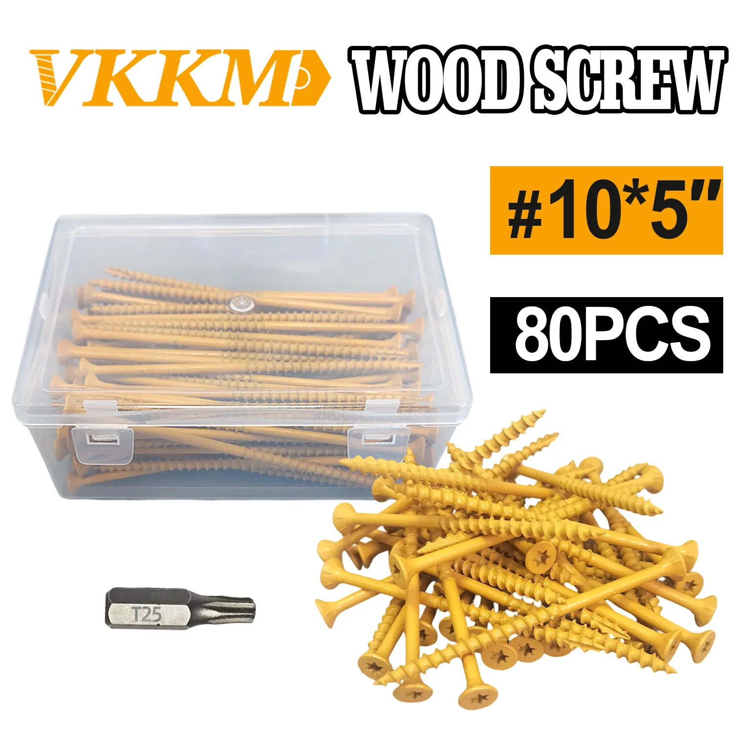 VKKM Deck Screws 5 Inch, Wood Screws #10 x 5", 80 PCS, Rust Resistant Coated, T25 Screws, T25 Star Bit Included, Tan
VKKM Deck Screws 5 Inch, Wood Screws #10 x 5", 80 PCS, Rust Resistant Coated, T25 Screws, T25 Star Bit Included, Tan