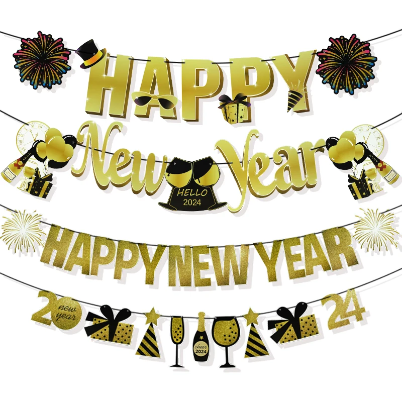 Happy New Year Banner Black Gold Paper Garland Hanging Bunting Flags for Home New Year Backdrop Decorations DIY Party Supplies
Happy New Year Banner Black Gold Paper Garland Hanging Bunting Flags for Home New Year Backdrop Decorations DIY Party Supplies