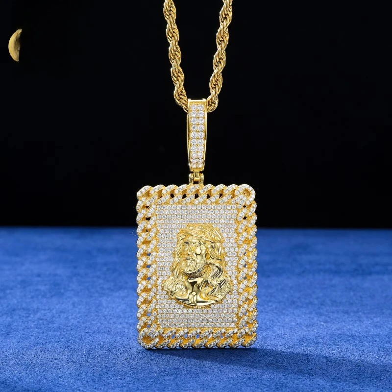 Luxury Men Jewelry 18K Real Gold Plated 925 Sterling Silver Moissanite Diamond Iced Out Jesus Sign Dog Tag Pendant With Cuban
Luxury Men Jewelry 18K Real Gold Plated 925 Sterling Silver Moissanite Diamond Iced Out Jesus Sign Dog Tag Pendant With Cuban