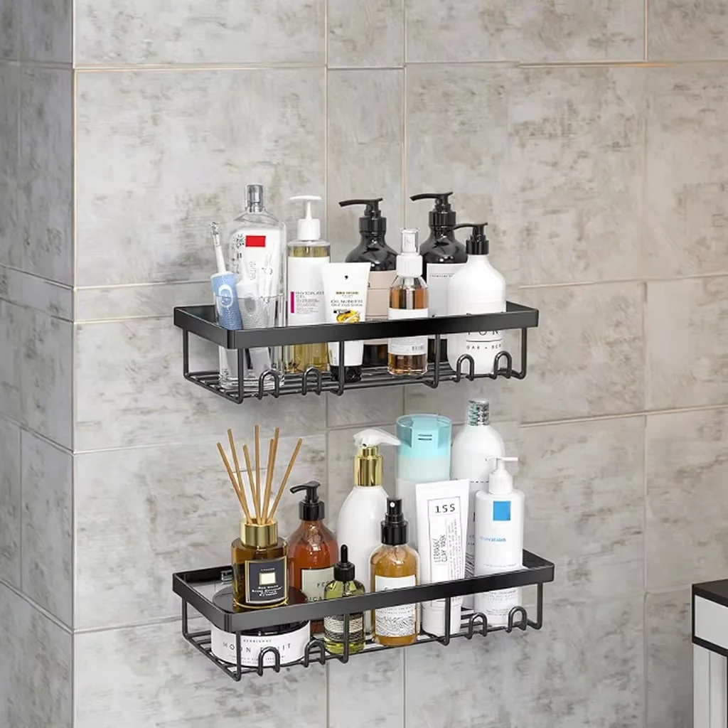 Black Self-Adhesive Shower Caddy Shelf Bathroom Organizer Basket Wall-Mounted Storage Rack Home Farmhouse RV Camper Robe Hooks
Black Self-Adhesive Shower Caddy Shelf Bathroom Organizer Basket Wall-Mounted Storage Rack Home Farmhouse RV Camper Robe Hooks