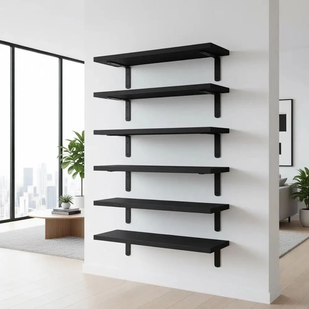 Набор из 6 плавающих полок для дома, спальни, ванной комнаты и гостиной - черный
Набор из 6 плавающих полок для дома, спальни, ванной комнаты и гостиной - черный