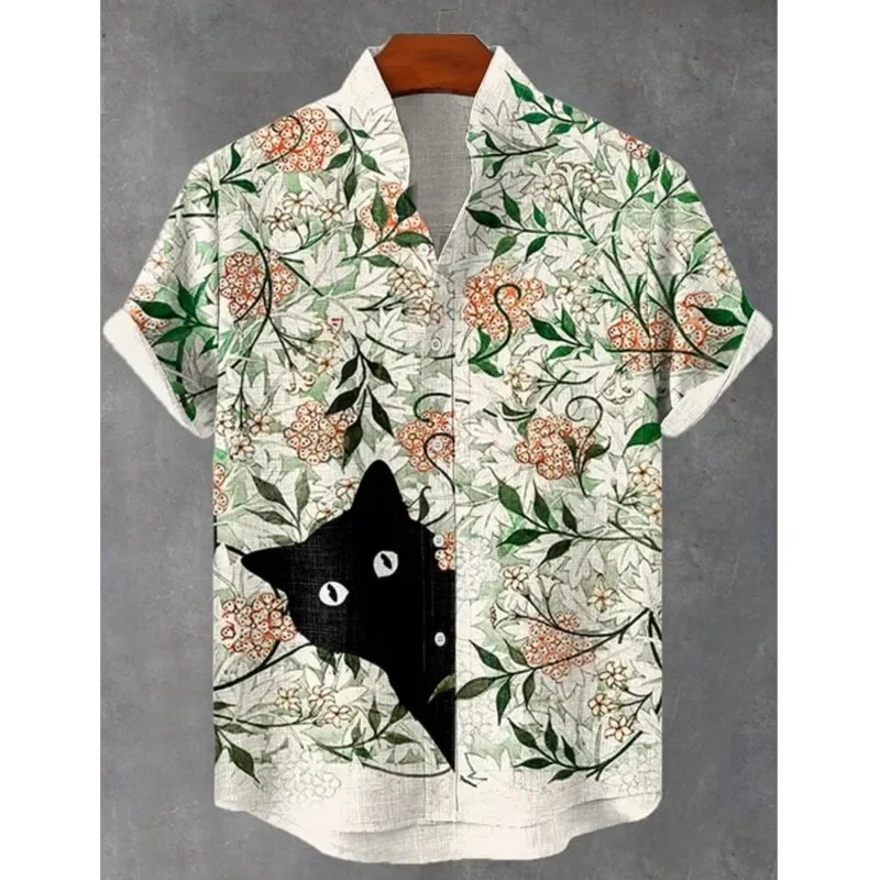 Retro Stand Collar men's Linen Short Sleeved Shirt With Forest Green Series Print 2025 New Casual And Comfortable Top
Retro Stand Collar men's Linen Short Sleeved Shirt With Forest Green Series Print 2025 New Casual And Comfortable Top