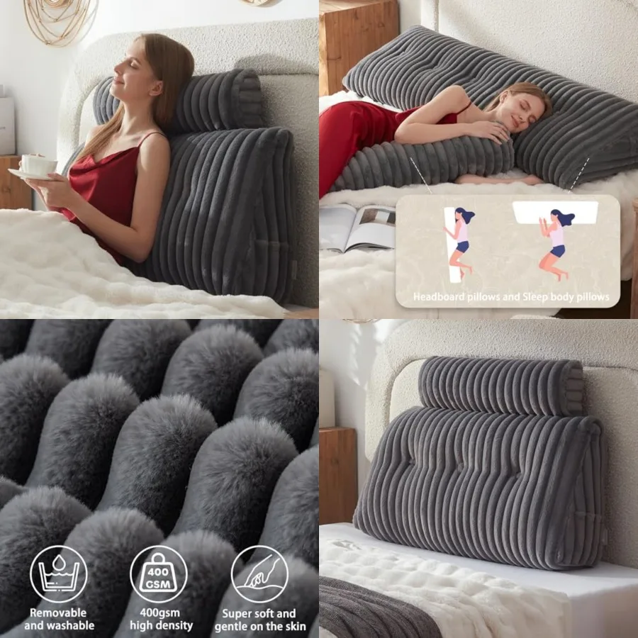 Headboard Pillow + A Long Neck Roll Pillow Body Pillow Faux Fur Headboard Wedge Pillow with Removable Cover,es
Headboard Pillow + A Long Neck Roll Pillow Body Pillow Faux Fur Headboard Wedge Pillow with Removable Cover,es