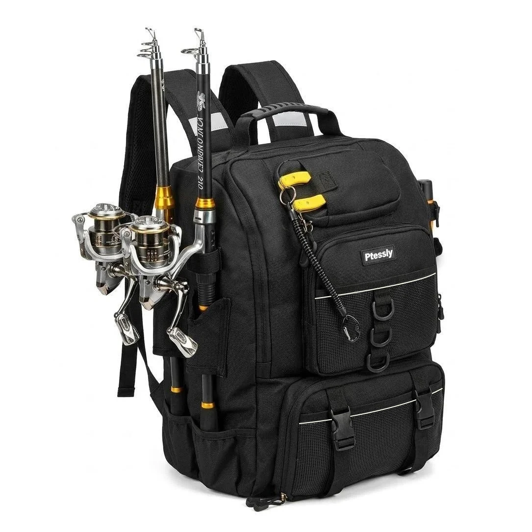 40L Large Capacity Fishing Backpack, 900D Water Resistant Oxford Tackle Bag with Dual Rod Holders for Outdoor Saltwater
40L Large Capacity Fishing Backpack, 900D Water Resistant Oxford Tackle Bag with Dual Rod Holders for Outdoor Saltwater