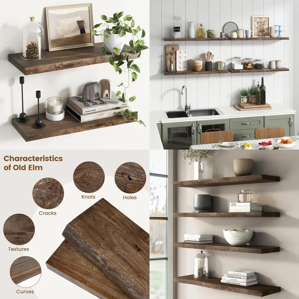 9.2 Deep Reclaimed Elm Wood Floating Shelves, 24 Wide Set of 2, for Living Room, Bedroom, Kitchen, and Bathroom Decor in Walnut
9.2 Deep Reclaimed Elm Wood Floating Shelves, 24 Wide Set of 2, for Living Room, Bedroom, Kitchen, and Bathroom Decor in Walnut