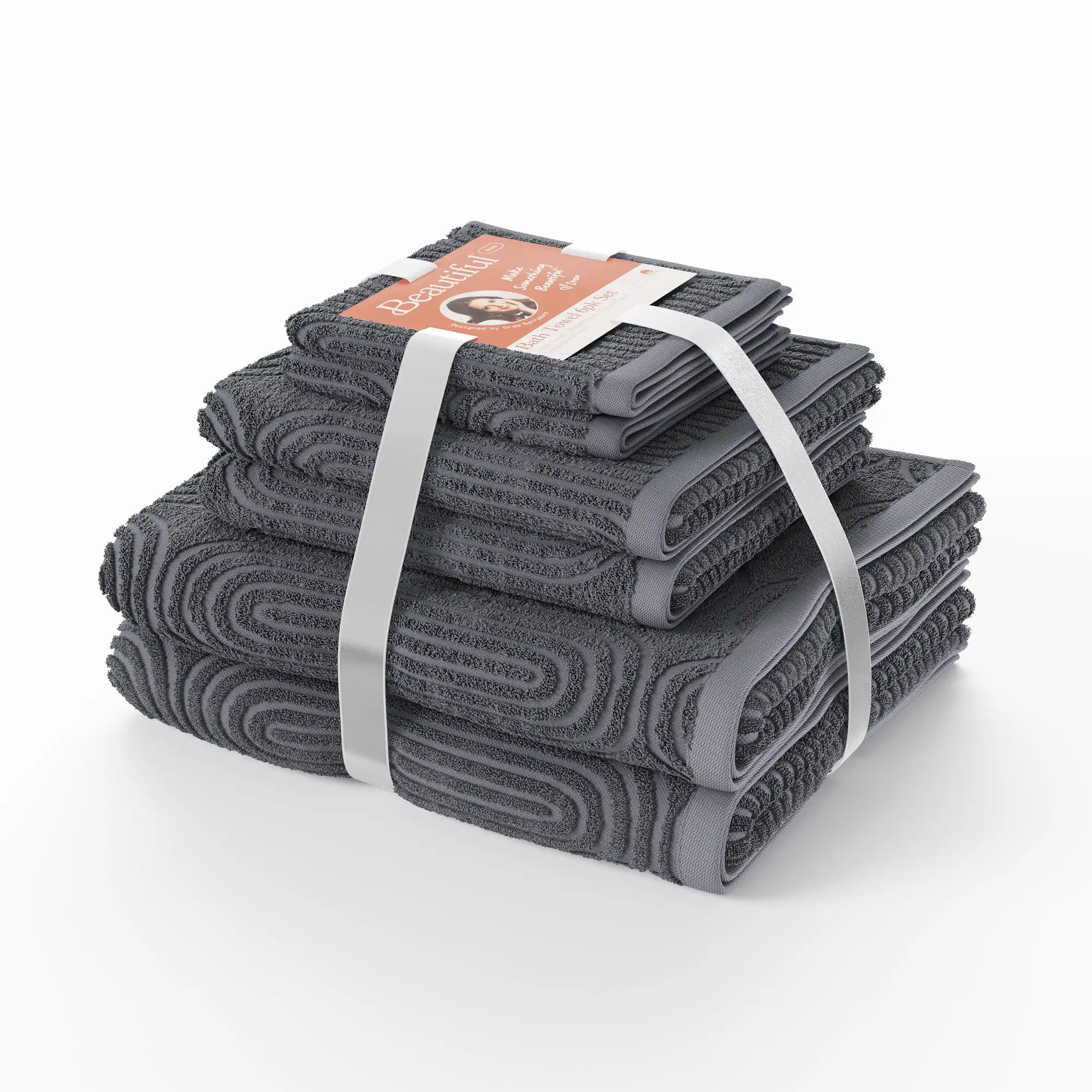 Textured 6Pk Towel Set, Contains 2 Bath, 2 Hand, 2 Wash - Charcoal Gray by Drew Barrymore
Textured 6Pk Towel Set, Contains 2 Bath, 2 Hand, 2 Wash - Charcoal Gray by Drew Barrymore