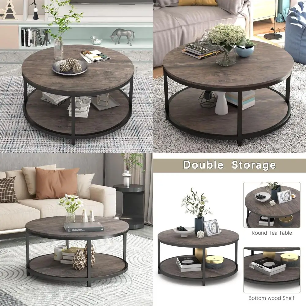 Rustic 2-Tier 36 Coffee Table with Storage Shelf for Living Room in Light Walnut Finish
Rustic 2-Tier 36 Coffee Table with Storage Shelf for Living Room in Light Walnut Finish