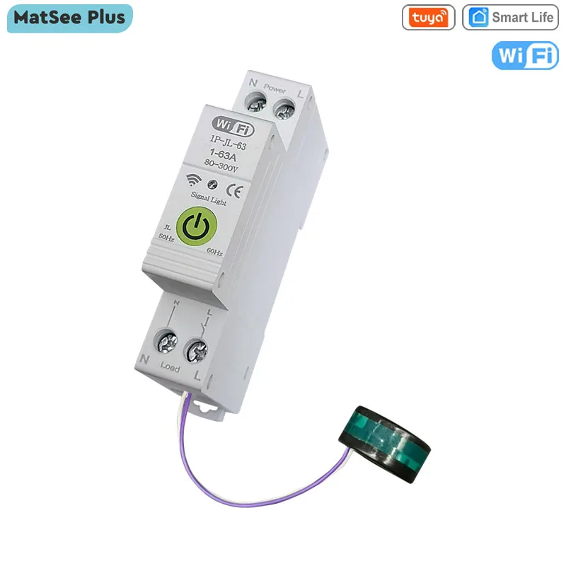 Tuya WiFi Smart Circuit Breaker 63A Current Leakage Detect Auto Reclosing 1P+N Switch Timer App Power Monitor 110v 240V 50/60Hz
Tuya WiFi Smart Circuit Breaker 63A Current Leakage Detect Auto Reclosing 1P+N Switch Timer App Power Monitor 110v 240V 50/60Hz