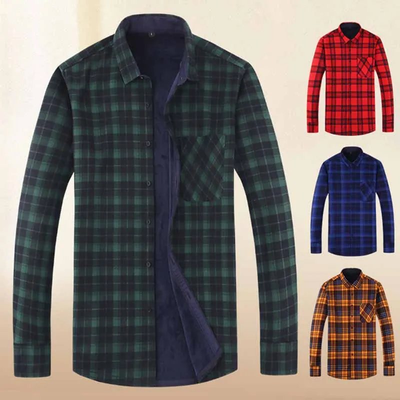 New Men's Winter Fleece Warm Plaid Shirts Single-Breasted Lined Plush Thick Formal Shirts Turn Down Collar Long Sleeve Shirt
New Men's Winter Fleece Warm Plaid Shirts Single-Breasted Lined Plush Thick Formal Shirts Turn Down Collar Long Sleeve Shirt