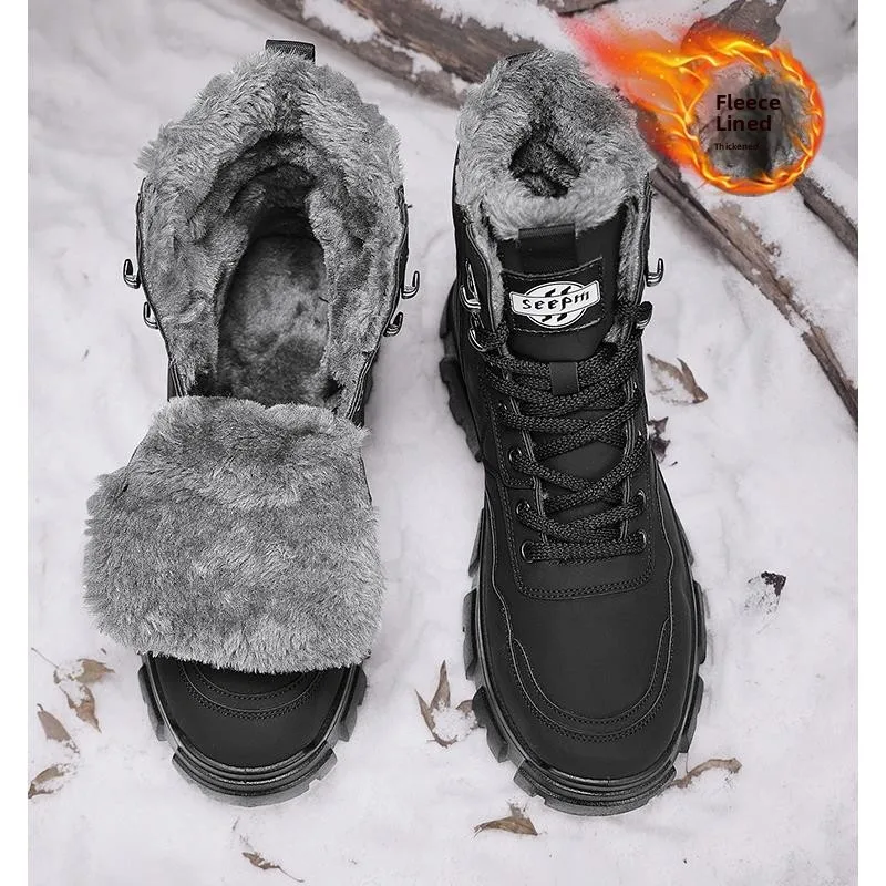 Thickened Wool Inner High Top Work Snow Boots Winter Men's Large Cotton Shoes Warm Thickened Snow Boots Korean Style Short Tube
Thickened Wool Inner High Top Work Snow Boots Winter Men's Large Cotton Shoes Warm Thickened Snow Boots Korean Style Short Tube