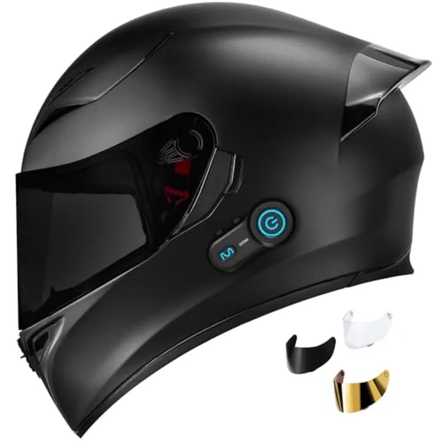 Bluetooth Motorcycle Helmet for Outdoor Riding, Matte Black ABS Shell with Enhanced Ventilation and Noise-Canceling Mic
Bluetooth Motorcycle Helmet for Outdoor Riding, Matte Black ABS Shell with Enhanced Ventilation and Noise-Canceling Mic