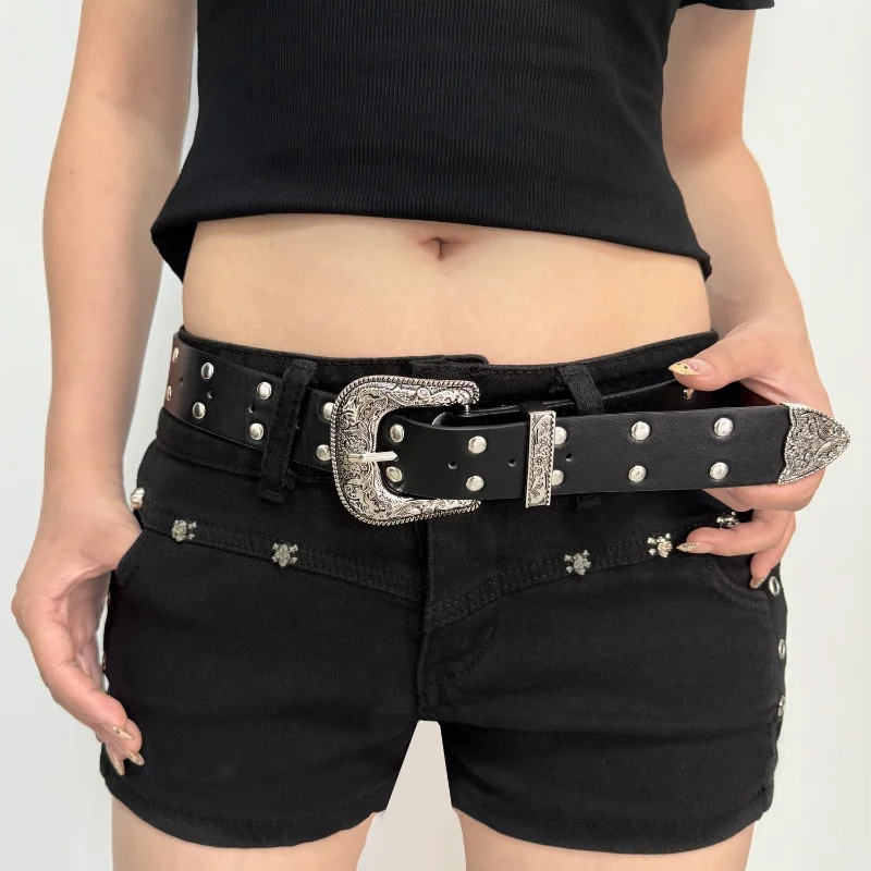 American Retro Belt for Women Trendy Carved Rivets Decorative Pants Belt Female Design Spicy Girl Fashion Accessory
American Retro Belt for Women Trendy Carved Rivets Decorative Pants Belt Female Design Spicy Girl Fashion Accessory