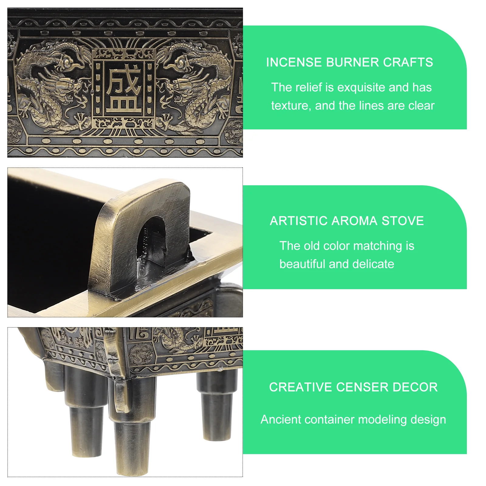 Elegant Zinc Alloy Incense Burner Square Shape Home Decor Stove Purify Air Stress Relief Meditation Bedroom Study
Elegant Zinc Alloy Incense Burner Square Shape Home Decor Stove Purify Air Stress Relief Meditation Bedroom Study