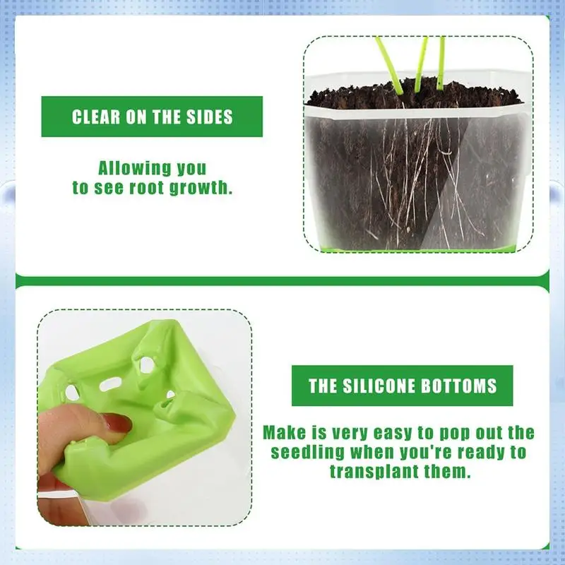 AD-Clear Nursery Pots With Silicone Base For Easy Transplant, Transparent Plastic Silicone Base Green 30Packs
AD-Clear Nursery Pots With Silicone Base For Easy Transplant, Transparent Plastic Silicone Base Green 30Packs