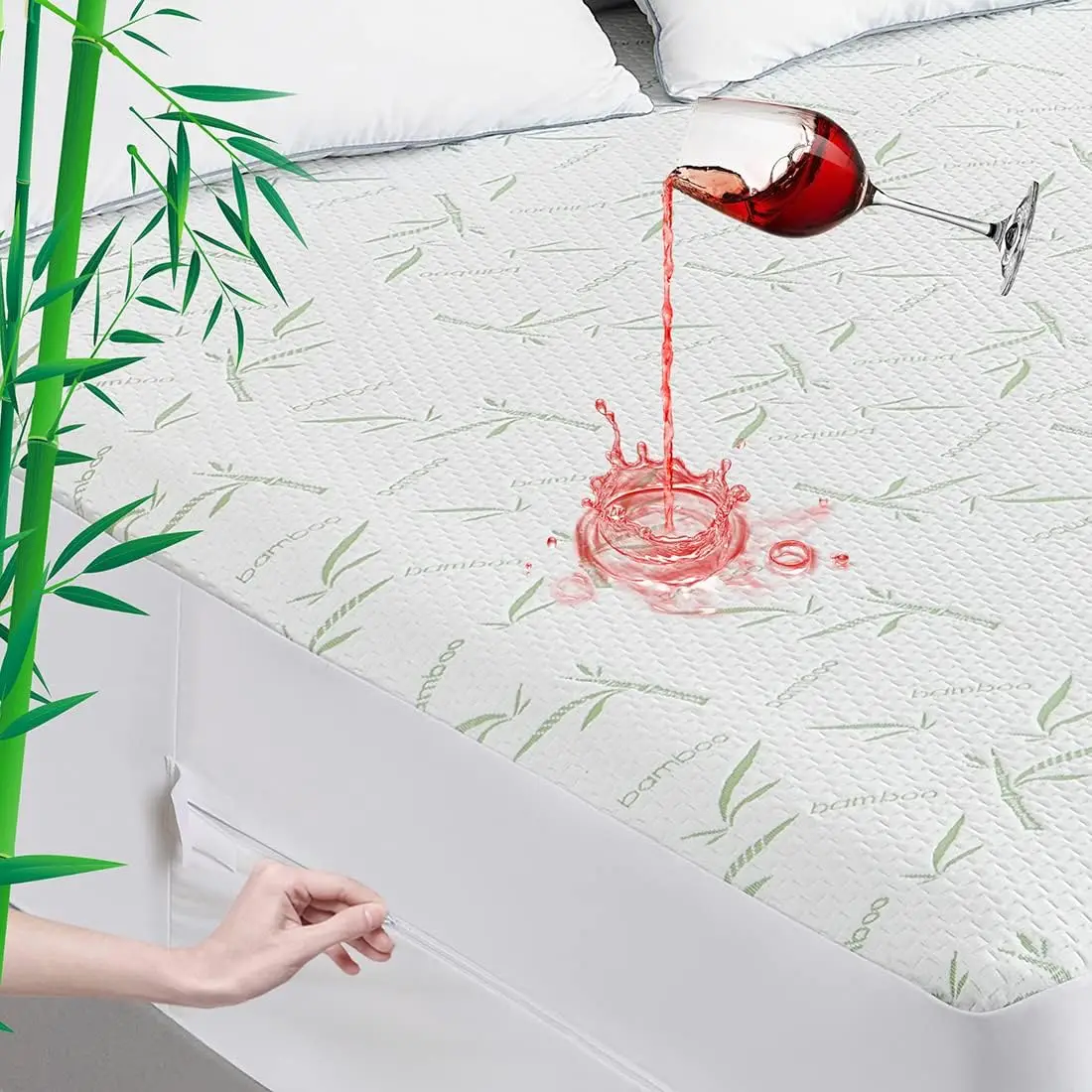Queen Waterproof Cooling Mattr Cover, Rayon From Bamboo Encasement, 3D Air Fabric, Breathable, Noiseless, Washable, Fits
Queen Waterproof Cooling Mattr Cover, Rayon From Bamboo Encasement, 3D Air Fabric, Breathable, Noiseless, Washable, Fits
