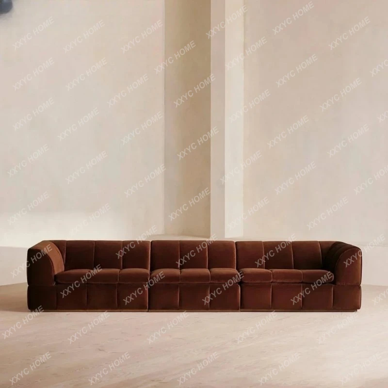 LXMedieval style caramel color straight row multi-person velvet fabric piano key module retro living room sofa
LXMedieval style caramel color straight row multi-person velvet fabric piano key module retro living room sofa